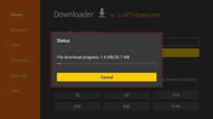 The downloading will begin the process.