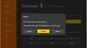 remove the Ocean Streamz APK file